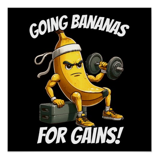 banaan aan het sporten perfect poster (Voorkant)