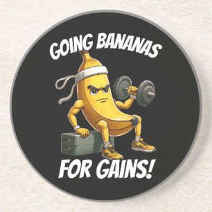 banaan aan het sporten zandsteen onderzetter