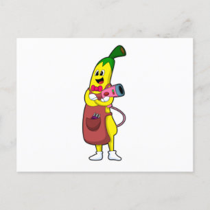 Banaan als hairdresser met luchtdroger briefkaart