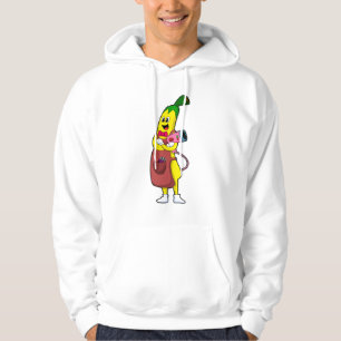 Banaan als hairdresser met luchtdroger hoodie