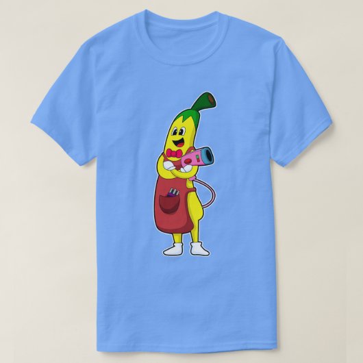 Banaan als hairdresser met luchtdroger t-shirt (Design voorkant)