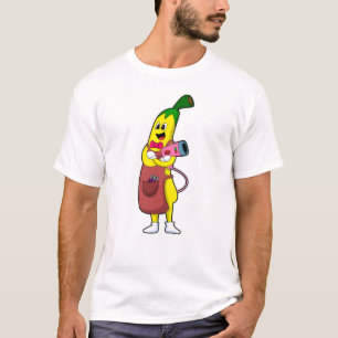 Banaan als hairdresser met luchtdroger t-shirt