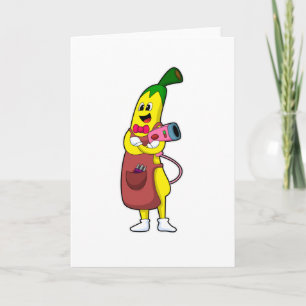 Banaan als kapper met föhn kaart