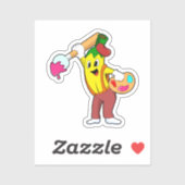 Banaan als schilder met penseel sticker (Vel)
