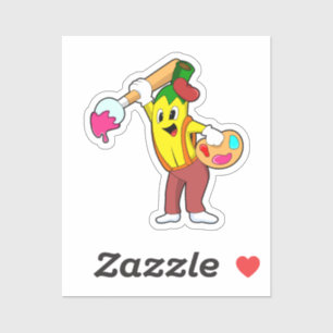 Banaan als schilder met penseel sticker