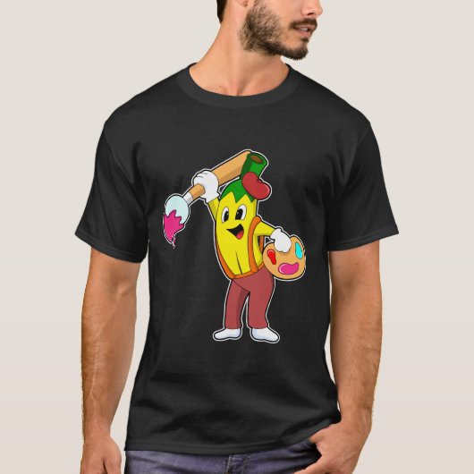 Banaan als schilder met penseel t-shirt (Voorkant)