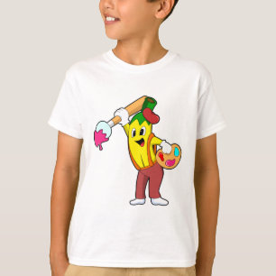 Banaan als schilder met penseel t-shirt