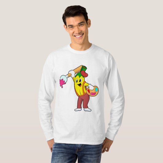 Banaan als schilder met penseel t-shirt (Voorkant volledig)