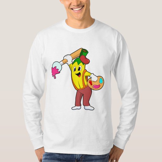 Banaan als schilder met penseel t-shirt (Voorkant)