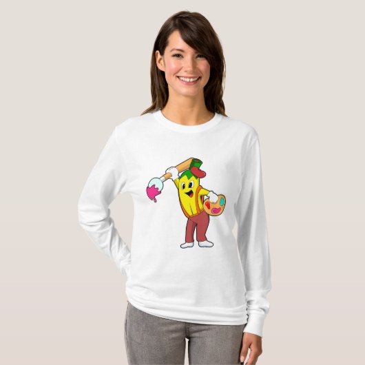 Banaan als schilder met penseel t-shirt (Voorkant volledig)