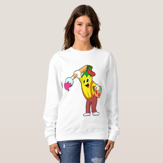 Banaan als schilder met penseel trui (Voorkant volledig)