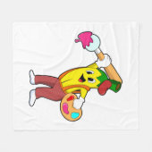 Banaan als Schilder met Schilderkwast Fleece Deken (Voorkant (Horizontaal))