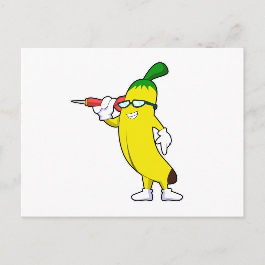 Banaan bij Darts met Pijltje Briefkaart (Voorkant)