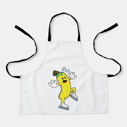 Banaan bij ijsschaatsen met ijs-schaatsen.PNG Schort (Voorkant)