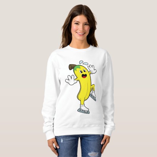 Banaan bij ijsschaatsen met ijs-schaatsen.PNG Trui (Voorkant volledig)