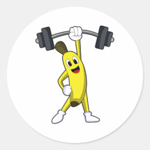 Banaan bij Sterke opleiding met Barbell Ronde Sticker