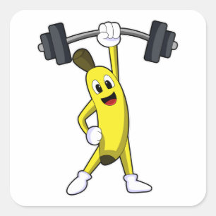 Banaan bij Sterke opleiding met Barbell Vierkante Sticker