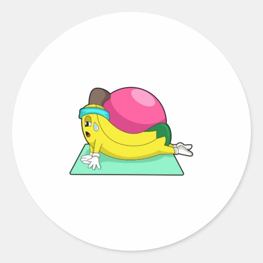 Banaan bij Yoga Fitness Ronde Sticker (Voorkant)