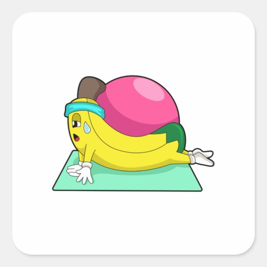 Banaan bij Yoga Fitness Vierkante Sticker (Voorkant)