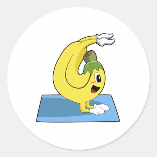 Banaan bij Yoga op Yoga mat Ronde Sticker (Voorkant)