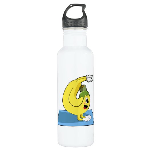 Banaan bij Yoga op Yoga mat Waterfles (Voorkant)