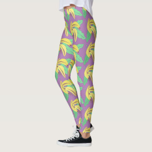 Banaan bos gele patroon paarse legging