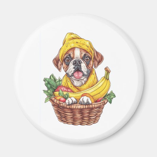 Banaan Boxer � Grappige Fruit Hond Magneet (Voorkant)