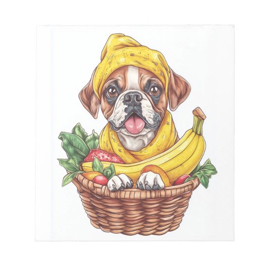 Banaan Boxer � Grappige Fruit Hond Notitieblok (Voorkant)