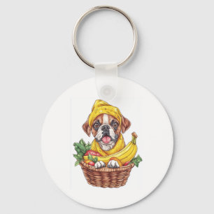 Banaan Boxer � Grappige Fruit Hond Sleutelhanger