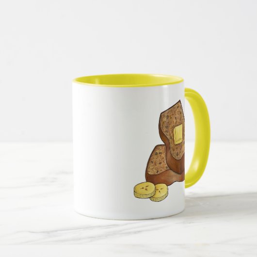 Banaan Brood Loaf Slice Butter Baking Food Mok (Voorkant rechts)