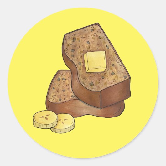 Banaan Brood Loaf Slice Butter Baking Food Ronde Sticker (Voorkant)
