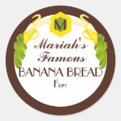 Banaan broodsaus jam inblikken uit de keuken van ronde sticker (Voorkant)