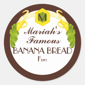 Banaan broodsaus jam inblikken uit de keuken van ronde sticker