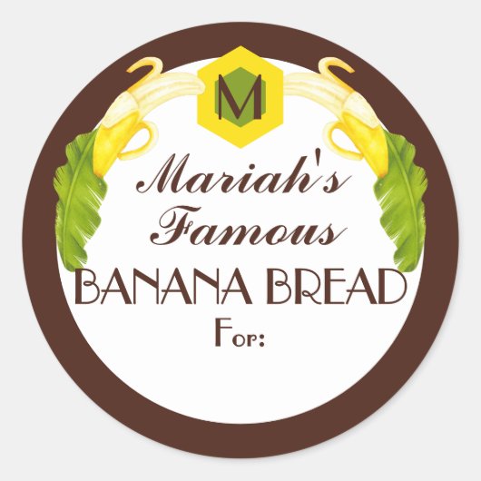 Banaan broodsaus jam inblikken uit de keuken van ronde sticker (Voorkant)