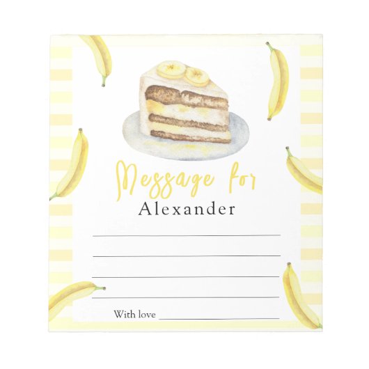 Banaan Cake Tijd Capsule Bericht  Notitieblok (Voorkant)