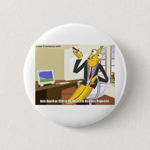 Banaan CEO Grappige Offbeat Cartoon Verzamelaars C Ronde Button 5,7 Cm