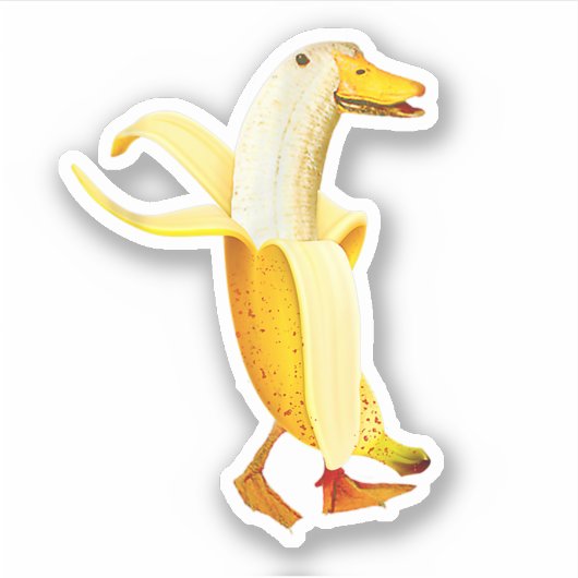 Banaan Eend. Grappige Antropomorfe fruit Dieren Sticker (Voorkant)