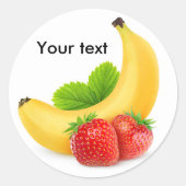 Banaan en aardbeien ronde sticker (Voorkant)