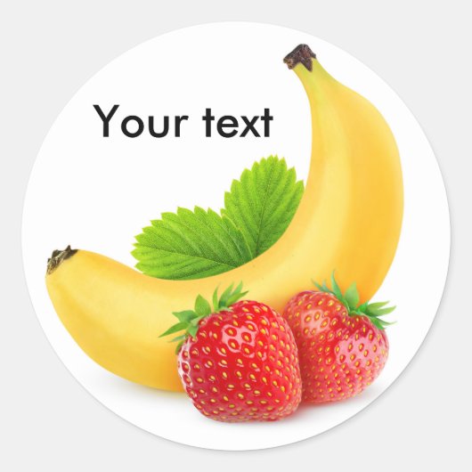 Banaan en aardbeien ronde sticker (Voorkant)