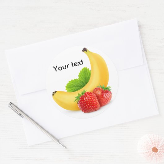 Banaan en aardbeien ronde sticker (Envelop)