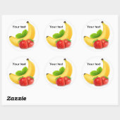 Banaan en aardbeien ronde sticker (Vel)