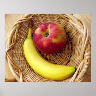 Banaan en Apple in een mandje Poster