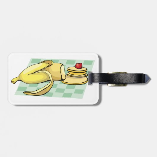 Banaan en pannenkoeken Ontbijt Fun Food Bagagelabel (Achterkant horizontaal)