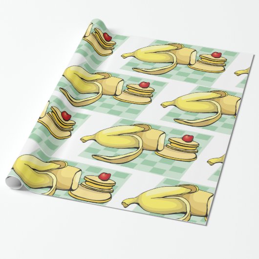 Banaan en pannenkoeken Ontbijt Fun Food Cadeaupapier (Uitgerold)