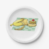 Banaan en pannenkoeken Ontbijt Fun Food Papieren Bordje (Voorkant)