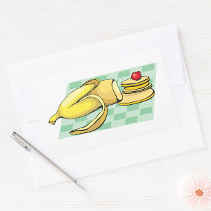 Banaan en pannenkoeken Ontbijt Fun Food Rechthoekige Sticker