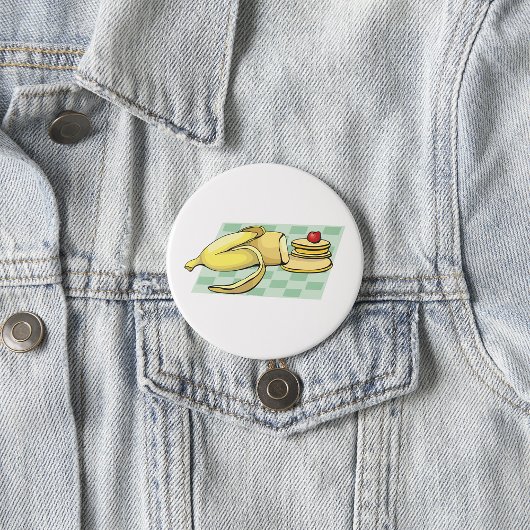 Banaan en pannenkoeken Ontbijt Fun Food Ronde Button 7,6 Cm