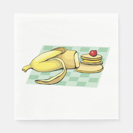 Banaan en pannenkoeken Ontbijt Fun Food Servet (Voorkant)