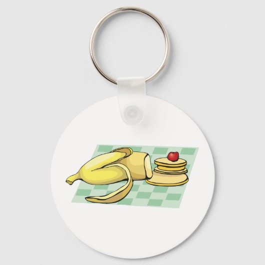 Banaan en pannenkoeken Ontbijt Fun Food Sleutelhanger (Voorkant)