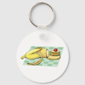 Banaan en pannenkoeken Ontbijt Fun Food Sleutelhanger (Achterkant)